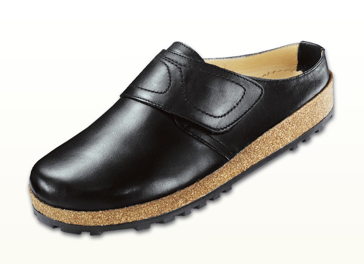 Komfortschuhe - Haflinger-Lederclog aus weichem Rindleder, in Größe 036 bis 042, in Farbe SCHWARZ Ansicht 1