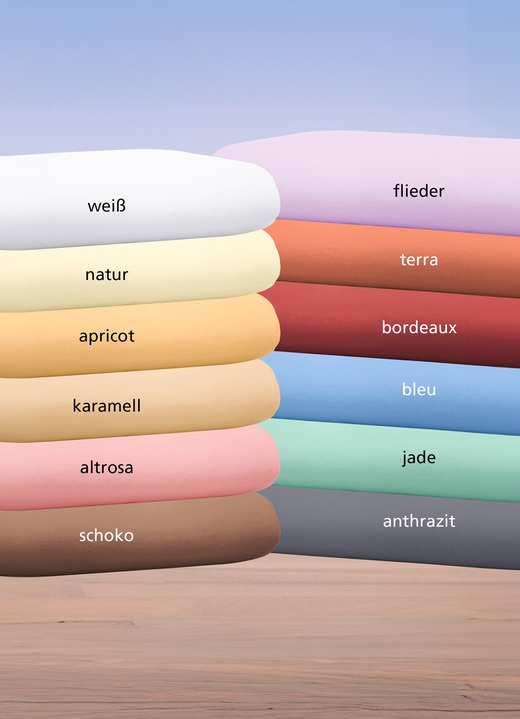 Spannbetttücher - Flauschiges Biber-Spannbetttuch, in Größe 033 (2 Spannbetttücher, 100/200 cm) bis 038 (1 Spannbetttuch, 200/200 cm), in Farbe APRICOT Ansicht 1