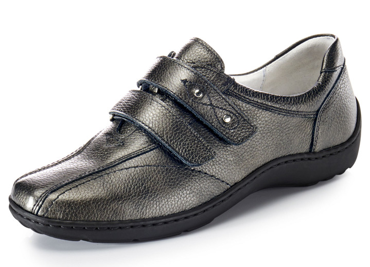 Weite H - Waldläufer, bequeme Damen-Slipper, Weite H, mit herausnehmbarem Fussbett, in Größe 3 1/2 bis 8, in Farbe ALTSILBER Ansicht 1