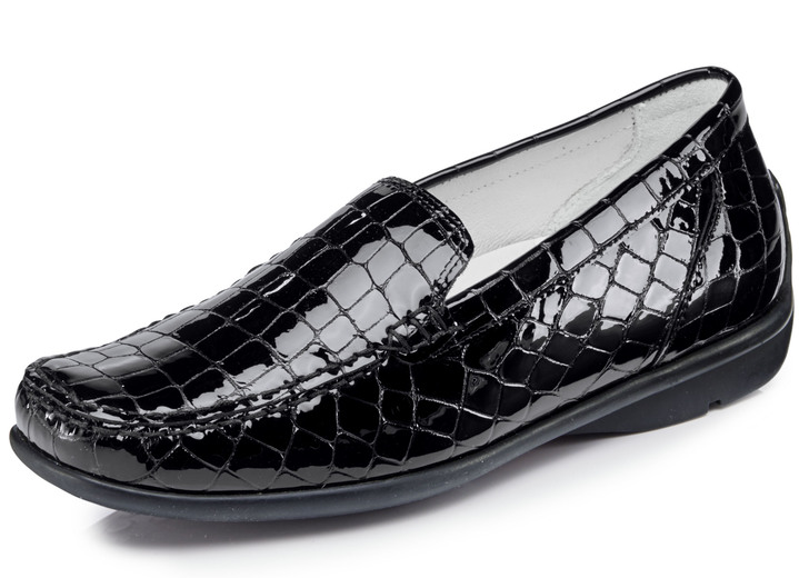 Weite H - Waldläufer, stilvolle Damen-Slipper, Weite H, mit herausnehmbarem Fussbett, in Größe 4 1/2 bis 9, in Farbe SCHWARZ Ansicht 1