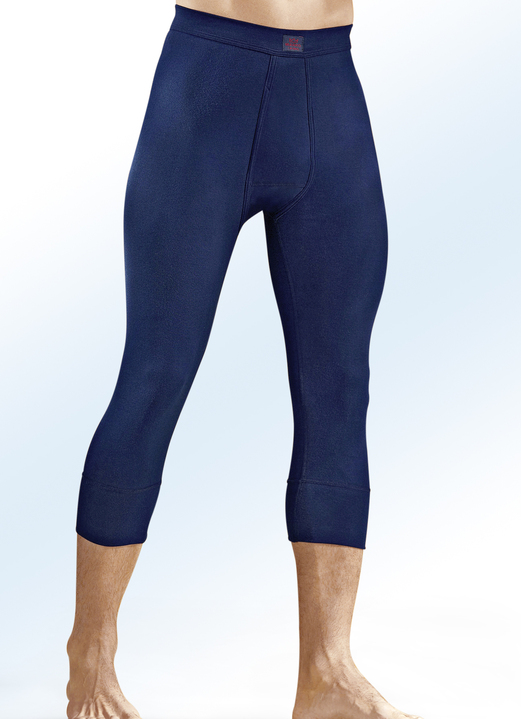 Winter- & Funktionswäsche - Zweierpack Unterhosen, 3/4-lang, aus Feinripp mit Eingriff, bunt, in Größe 005 bis 011, in Farbe 1X MARINE, 1X STEINGRAU Ansicht 1