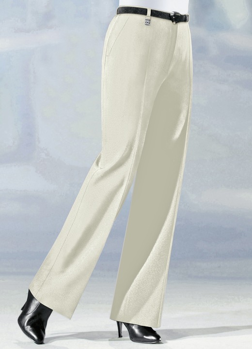 - Hose in angesagter Marlene-Form, in Größe 019 bis 096, in Farbe HELLBEIGE