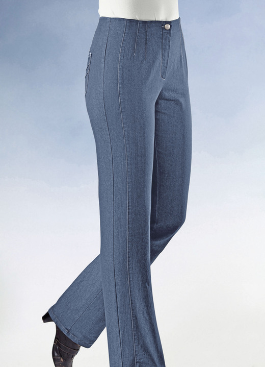 Hosen mit Knopf- und Reissverschluss - Jeans mit figurgünstiger Teilungsnaht Hosen mit Knopf- und Reissverschluss - Jeans mit figurgünstiger Teilungsnaht , in Größe 019 bis 096, in Farbe JEANSBLAU