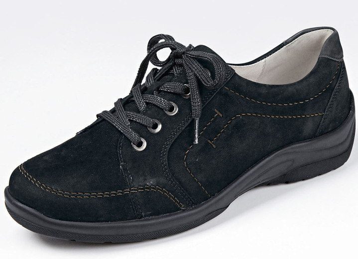 Weite H - Waldläufer, bequeme Damen-Schnürschuhe, Weite H, mit herausnehmbarem Fussbett, in Größe 3 1/2 bis 8, in Farbe SCHWARZ Ansicht 1