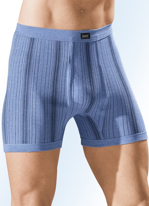 Unterhosen - Viererpack Unterhosen aus Feinripp mit Eingriff, in Größe 005 bis 014, in Farbe 2X JEANSBLAU MELIERT, 2X HELLGRAU MELIERT