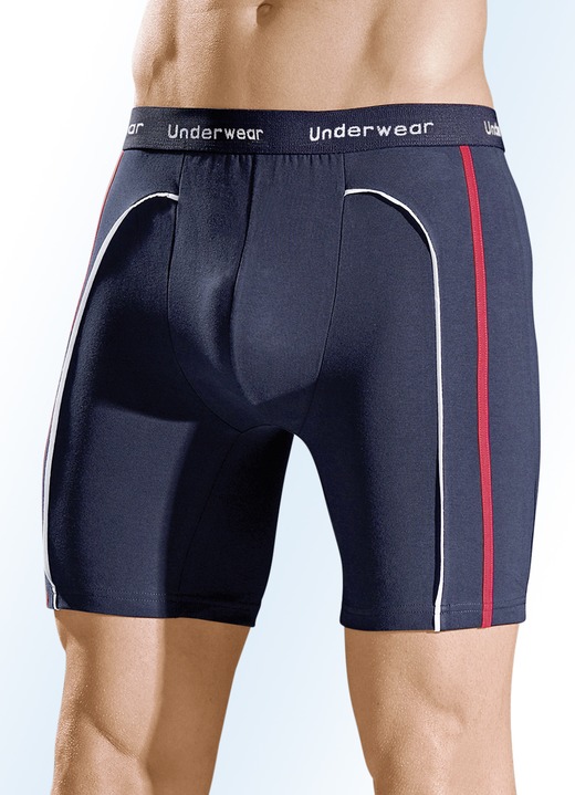 Unterhosen - Dreierpack Longpants mit Elastikbund, in Größe 004 bis 010, in Farbe MARINE