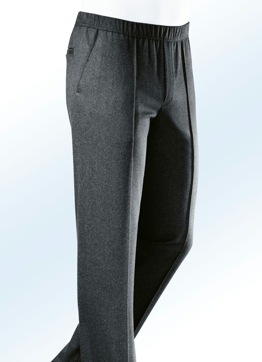 Hosen - Schlupfhose von «Klaus Modelle» mit Gummibund rundum in 5 Farben Hosen - Schlupfhose von «Klaus Modelle» mit Gummibund rundum in 5 Farben, in Größe 024 bis 064, in Farbe DUNKELGRAU