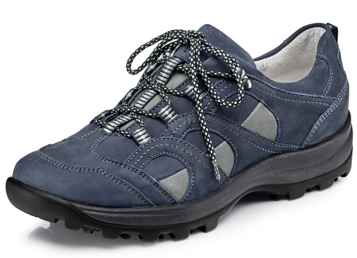Weite H - Waldläufer, sportliche Damen-Schnürschuhe, Weite H, mit herausnehmbarem Fussbett, in Größe 4 1/2 bis 9, in Farbe MARINE-GRAU Ansicht 1