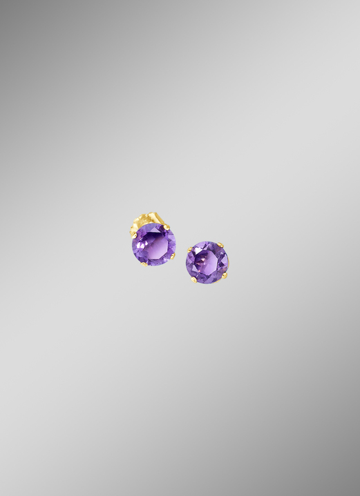 - Ohrstecker mit echt Amethyst, in Farbe  Ansicht 1