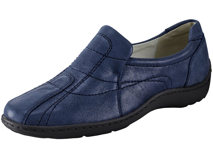 Weite H - Waldläufer, bequeme Damen-Slipper, Weite H, mit herausnehmbarem Fussbett, in Größe 4 bis 8 1/2, in Farbe STAHLBLAU Ansicht 1