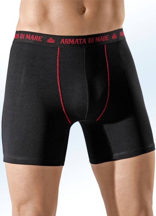 Unterhosen - Viererpack Pants, mit Elastikbund, Kontrastnähten, in Größe 004 bis 011, in Farbe 2X SCHWARZ-ROT, 2X GRAU-ROT Ansicht 1