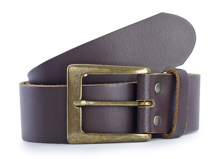 Herrenmode - Eleganter Herren-Gürtel, 4 cm breit, in Größe 090 bis 120, in Farbe DUNKELBRAUN Ansicht 1