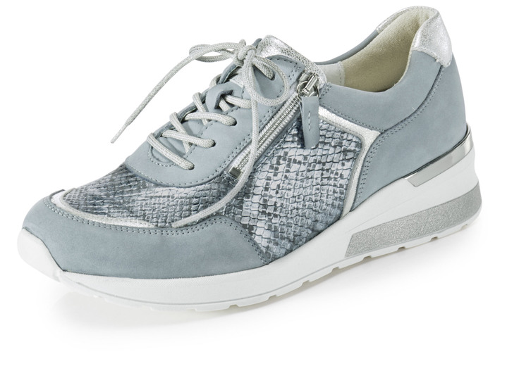 Weite H - Waldläufer, bequeme Damen-Schnürschuhe, Weite H, mit herausnehmbarem Fussbett, in Größe 4 1/2 bis 9, in Farbe BLEU-MATTSILBER Ansicht 1