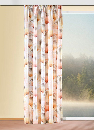 Floral gestalteter Übervorhang mit Universalschienenband