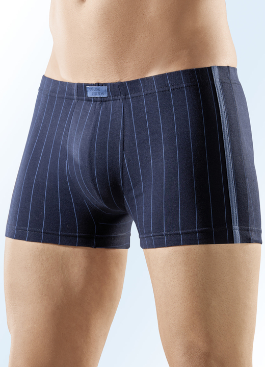 Unterhosen - Viererpack Pants, gestreift, in Größe 3XL (9) bis XXL (8), in Farbe 1X MARINE, 1X SCHWARZ, 1X JEANSBLAU, 1X BORDEAUX Ansicht 1