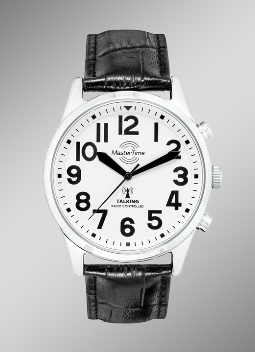 - Funk-Herrenuhr mit sprechender Zeitansage, in Farbe