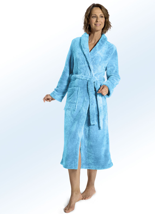 Bademäntel - Bademantel für Damen und Herren, in Größe 3XL (D=56/58 H=64/66) bis XXL (D=52/54 H=60/62), in Farbe TÜRKIS Ansicht 1