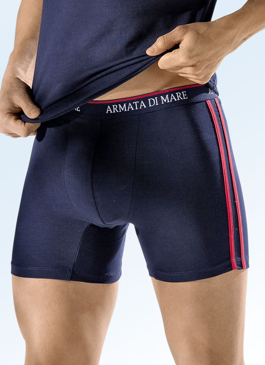 Unterhosen - Viererpack Pants, uni mit Kontraststreifen, in Größe 005 bis 011, in Farbe 2X MARINE-ROT, 2X UNI MARINE Ansicht 1