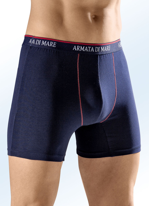 Unterhosen - Viererpack Pants, mit Elastikbund, Kontrastnähten, in Größe 004 bis 011, in Farbe 2X MARINE-ROT, 2X ROT-MARINE Ansicht 1