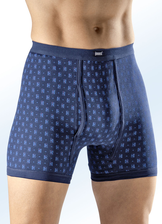Unterhosen - Viererpack Unterhosen, allover dessiniert, in Größe 005 bis 014, in Farbe 2X MARINE-BUNT, 2X JEANSBLAU MELIERT-BUNT