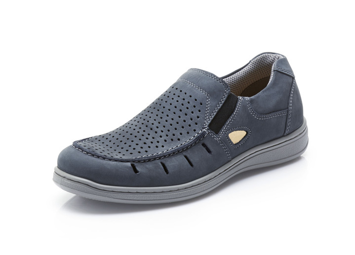 Slipper & Schnürschuhe - GINO GALANTE Slipper mit luftiger Perforation, in Größe 040 bis 046, in Farbe BLAU Ansicht 1
