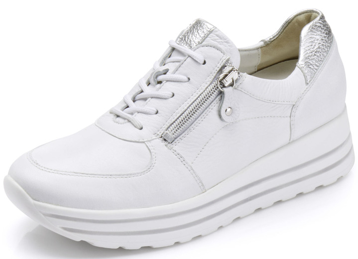 Weite H - Waldläufer Sneaker aus weichem Hirsch-Nappaleder, in Größe 3 1/2 bis 8, in Farbe WEISS Ansicht 1
