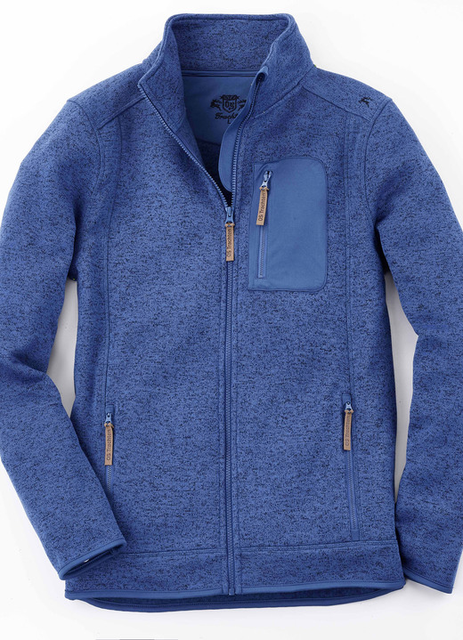 Kurzjacken & Blousons - Strickfleece-Kurzjacke Kurzjacken & Blousons - Strickfleece-Kurzjacke, in Größe 3XL (56) bis XXL (54), in Farbe BLAU MELIERT