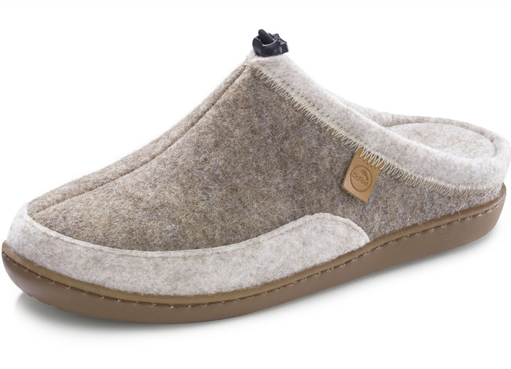 Hausschuhe - Laurina, klassische Damen-Hausschuhe, Weite H, mit herausnehmbarem Fussbett, in Größe 036 bis 042, in Farbe TAUPE-BEIGE Ansicht 1