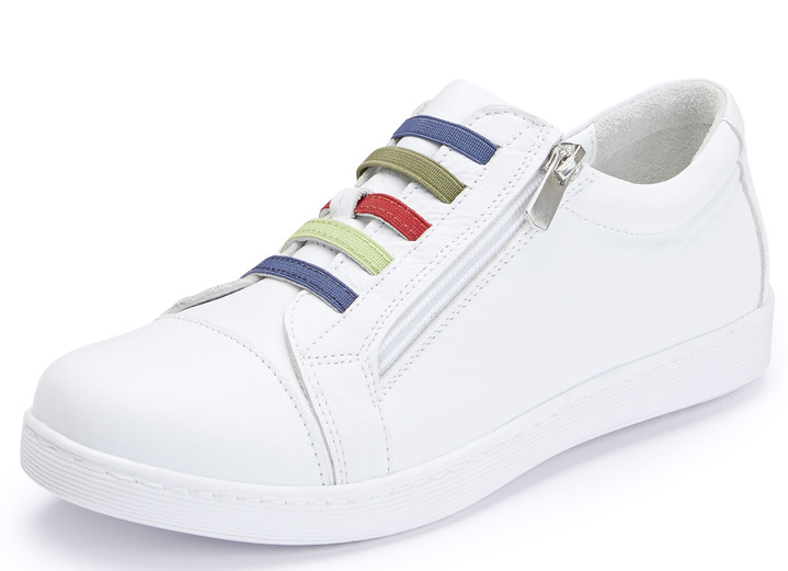 Slipper & Schnürschuhe - Andrea Conti Sneaker mit bunten Gummibändern, in Größe 036 bis 042, in Farbe WEISS Ansicht 1