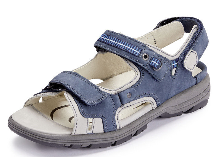 Sandaletten & Pantoletten - Waldläufer, sportliche Damen-Sandalen, Weite H, mit herausnehmbarem Fussbett, in Größe 4 1/2 bis 9, in Farbe JEANS-HELLGRAU Ansicht 1