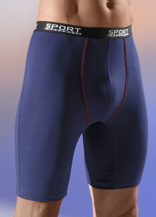 Unterhosen - Zweierpack Longpants mit Elastikbund, in Größe 005 bis 011, in Farbe 1X BLAU, 1X SCHWARZ