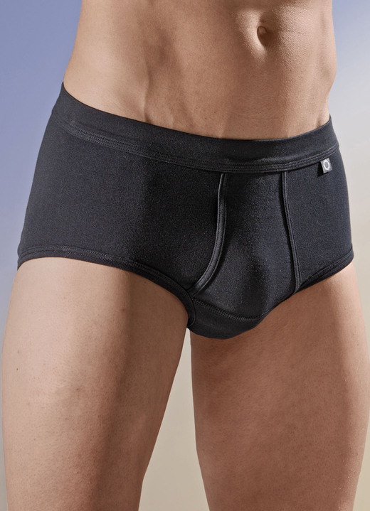 Unterhosen - Pfeilring Dreierpack Slips aus Feinripp, in Größe 005 bis 011, in Farbe SCHWARZ