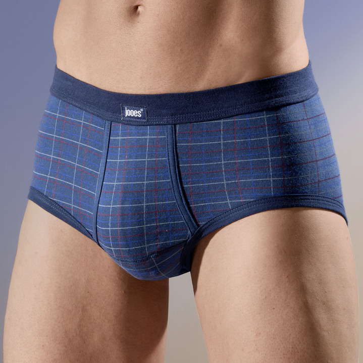 Unterhosen - Viererpack Slips aus Feinripp, in Größe 005 bis 014, in Farbe 3X MARINE-BUNT, 1X UNI MARINE