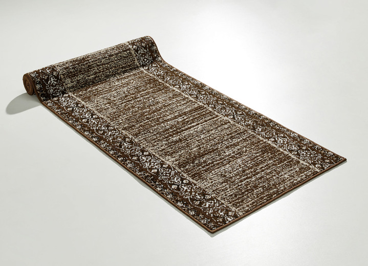 Läufer & Stufenmatten - Hochwertiger Läufer nach Wunschmass mit Rankenmotiv, in Größe 101 (Läufer, 67 cm breit) bis 106 (Läufer, 100 cm breit), in Farbe BRAUN Ansicht 1