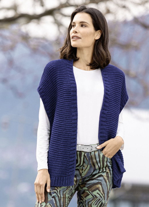 Strickgilets - Gilet mit Alpaka-Anteil, in Größe L(44/46) bis XL(48/50), in Farbe MARINE Ansicht 1
