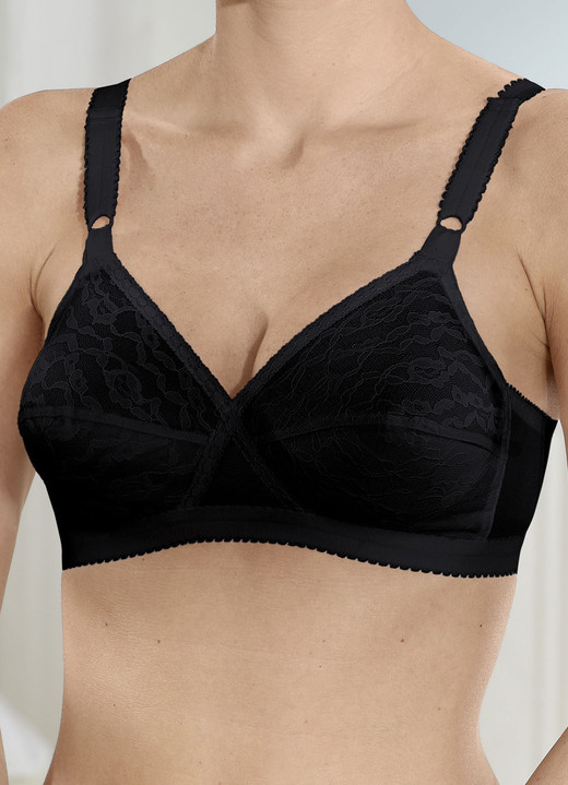 Soft-BH - Playtex BH in Zauberkreuz-Schnittform, in Größe 075 bis 100, in Cup D, in Farbe SCHWARZ Ansicht 1