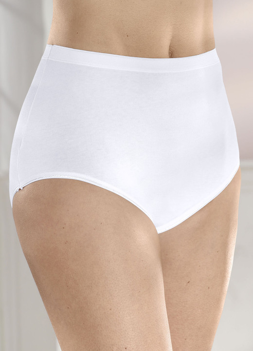 Slips - brio lingerie Fünferpack Slips mit elastischen Abschlüssen, in Größe 040 bis 058, in Farbe WEISS Ansicht 1