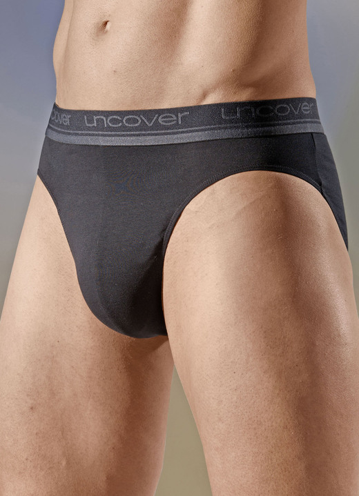 Unterhosen - uncover by Schiesser, Dreierpack Slips mit Elastikbund, in Größe 004 bis 009, in Farbe 3X SCHWARZ Ansicht 1