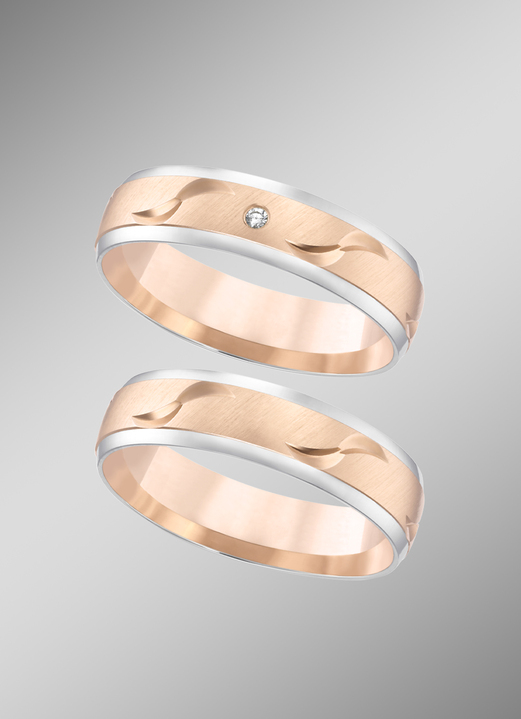 - Schick in Bicolor: Beliebter Trauring in Roségold, in Größe 160 bis 240, in Farbe  Ansicht 1