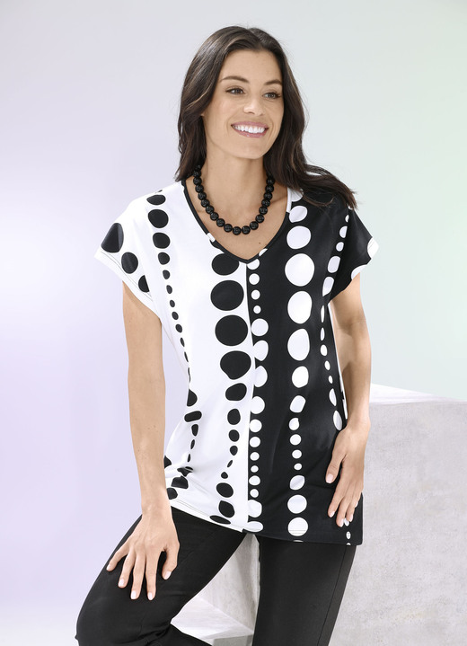 Kurzarm - Shirt mit Teilungsnaht Kurzarm - Shirt mit Teilungsnaht, in Größe 036 bis 048, in Farbe ECRU-SCHWARZ