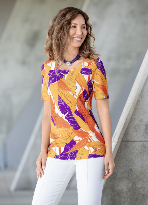 - Shirt mit hübschem Druck, in Größe 036 bis 052, in Farbe ORANGE-LILA-BEIGE Ansicht 1