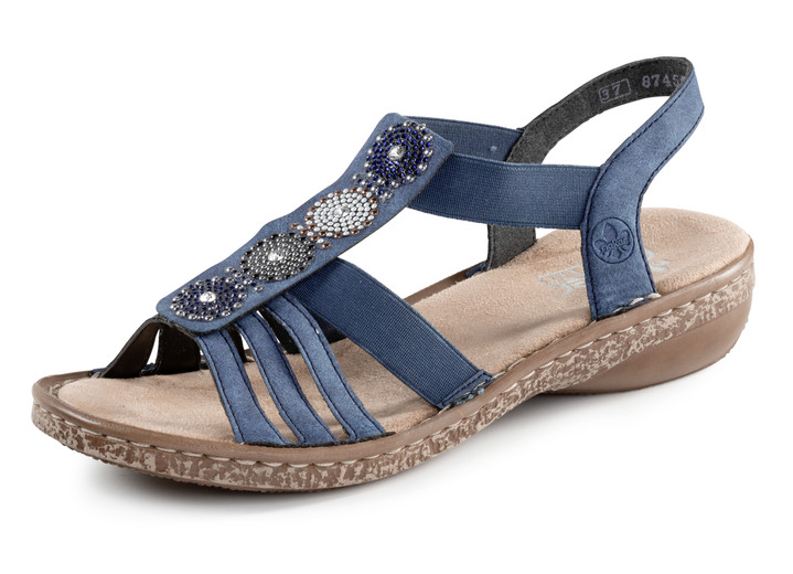 - Rieker Sandale mit Glitzersteinchen, in Größe 036 bis 042, in Farbe JEANSBLAU Ansicht 1