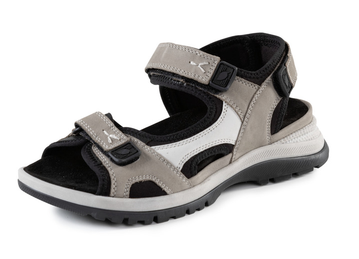Sandaletten & Pantoletten - Waldläufer Sandale aus Nubukleder und schwarzem Textilmaterial, in Größe 4 1/2 bis 9, in Farbe TAUPE-ECRU Ansicht 1