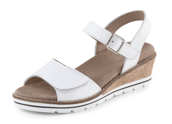 Sandaletten & Pantoletten - ELENA EDEN Sandalette aus genarbtem Nappaleder, in Größe 035 bis 041, in Farbe WEISS Ansicht 1