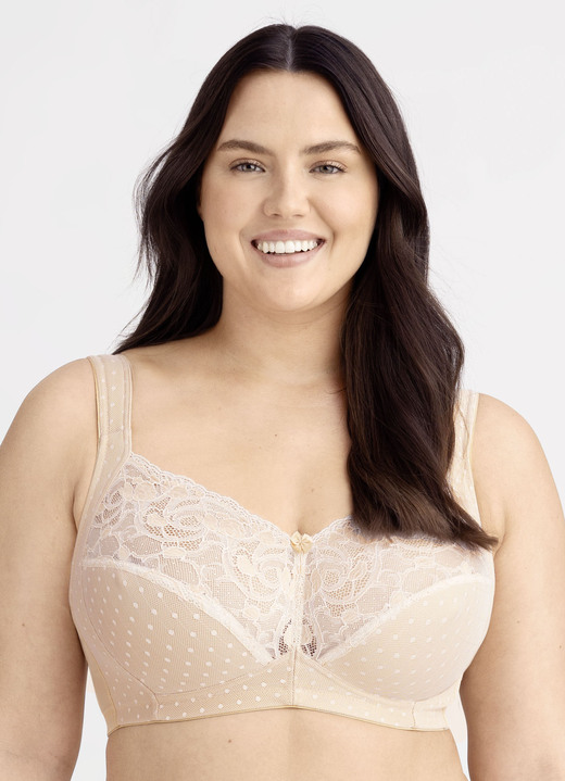 Damenunterwäsche - Miss Mary BH mit Elastikspitze, in Größe 075 bis 105, in Cup E, in Farbe BEIGE Ansicht 1