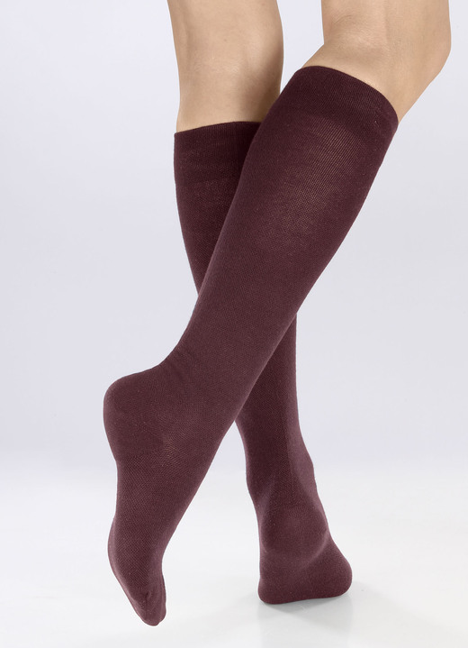 Strümpfe & Strumpfhosen - Dreierpack Kniestrümpfe mit Stützfunktion, in Größe 1 (Schuhgr. 35-38) bis 3 (Schuhgr. 43-46), in Farbe 1X BORDEAUX, 1X MARINE, 1X SCHWARZ Ansicht 1