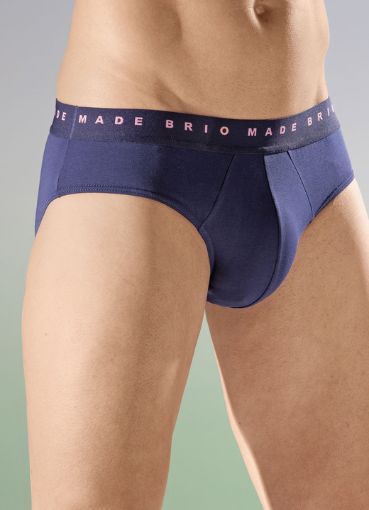 Unterhosen - Dreierpack Slips, uni mit Elastikbund, in Größe 004 bis 010, in Farbe BLAU