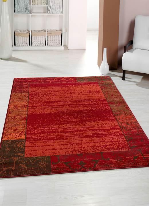 Modern - Brücken und Teppiche mit zeitlos schön verzierter Bordüre, in Größe 111 (Brücke, 60x110 cm) bis 288 (Teppich, 240x330 cm), in Farbe ROT Ansicht 1