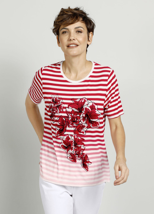 - Shirt mit platziertem Druckmotiv, in Größe 038 bis 052, in Farbe ROT-SCHWARZ-WEISS Ansicht 1