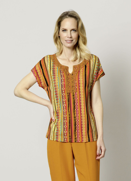- Shirt mit Häkelspitzenbesatz, in Größe 038 bis 046, in Farbe MULTICOLOR Ansicht 1
